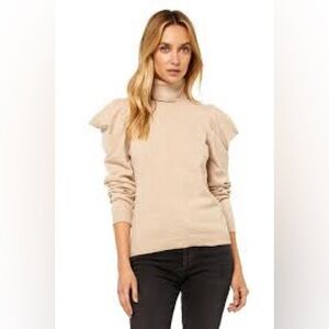 MISA Los Angeles Gabriela Puff Sleeve Sweater Tan Size Small